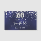 Marineblauwe sterren 60e verjaardag Save the Date  (Voorkant)
