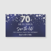 Marineblauwe sterren 70e verjaardag Save the Date  (Voorkant)