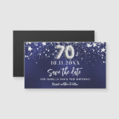 Marineblauwe sterren 70e verjaardag Save the Date  (Voorkant / Achterkant)