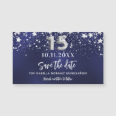 Marineblauwe sterren Quinceanera Save the Date mag (Voorkant)