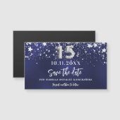 Marineblauwe sterren Quinceanera Save the Date mag (Voorkant / Achterkant)