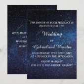 Marineblauwe sterrenhemel Melkweg Bruiloft Kaart (Voorkant / Achterkant)