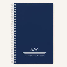 Marineblauwe stijlvolle monogram & naam