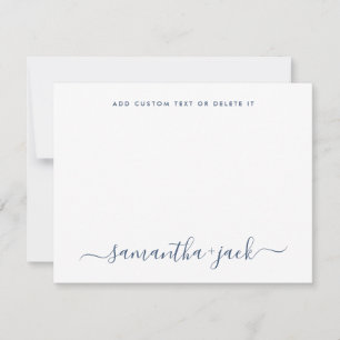 Marineblauwe stijlvolle script elegante minimalist notitiekaartje