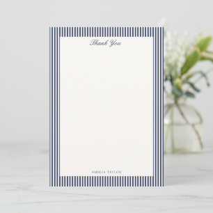 Marineblauwe Streep Elegante Aangepaste Babyborrel Bedankkaart