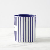 Marineblauwe Streep Monogram Mok (Midden)