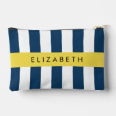 marineblauwe strepen, gestreepte patroon, Jouw naa Etui (Achterkant)