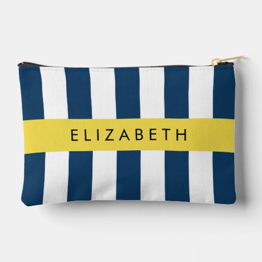 marineblauwe strepen, gestreepte patroon, Jouw naa Etui (Achterkant)