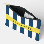 marineblauwe strepen, gestreepte patroon, Jouw naa Etui (Open)