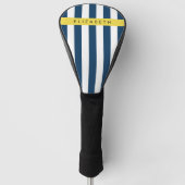 marineblauwe strepen, gestreepte patroon, Jouw naa Golfheadcover (Voorkant)