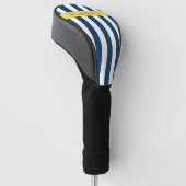 marineblauwe strepen, gestreepte patroon, Jouw naa Golfheadcover (Schuin)