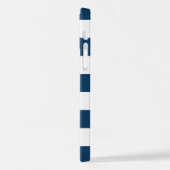 marineblauwe strepen, gestreepte patroon, Jouw naa iPhone Hoesje (Linkerkant)