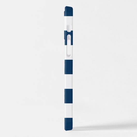 marineblauwe strepen, gestreepte patroon, Jouw naa iPhone Hoesje (Linkerkant)