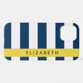 marineblauwe strepen, gestreepte patroon, Jouw naa iPhone Hoesje (Achterkant horizontaal)