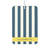 marineblauwe strepen, gestreepte patroon, Jouw naa Luchtverfrisser (Voorkant)