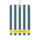 marineblauwe strepen, gestreepte patroon, Jouw naa Luchtverfrisser (Achterkant)