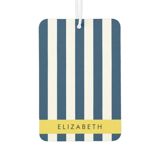 marineblauwe strepen, gestreepte patroon, Jouw naa Luchtverfrisser (Achterkant)