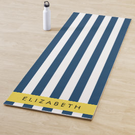 marineblauwe strepen, gestreepte patroon, Jouw naa Yogamat
