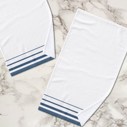 Marineblauwe Strepen Rustic Handdoek