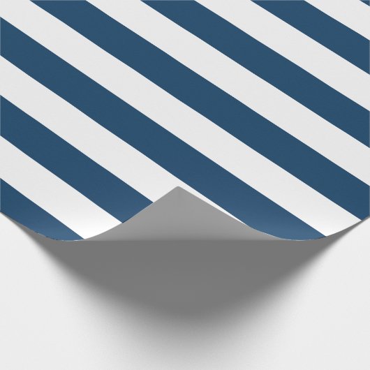 Marineblauwe strepen, witte strepen, gestreept pat cadeaupapier (Hoek)