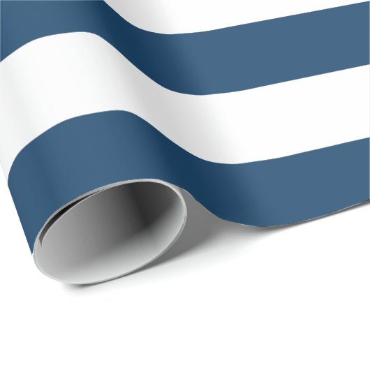 Marineblauwe strepen, witte strepen, gestreept pat cadeaupapier (Rol Hoek)