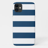Marineblauwe strepen, witte strepen, gestreept pat Case-Mate iPhone case (Achterkant)
