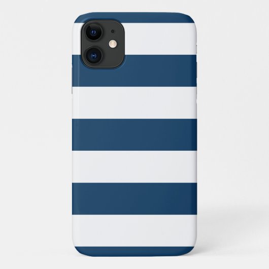 Marineblauwe strepen, witte strepen, gestreept pat Case-Mate iPhone case (Achterkant)