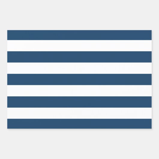 Marineblauwe strepen, witte strepen, gestreept pat inpakpapier vel (Voorkant 2)