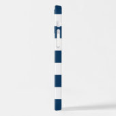 Marineblauwe strepen, witte strepen, gestreept pat iPhone hoesje (Linkerkant)