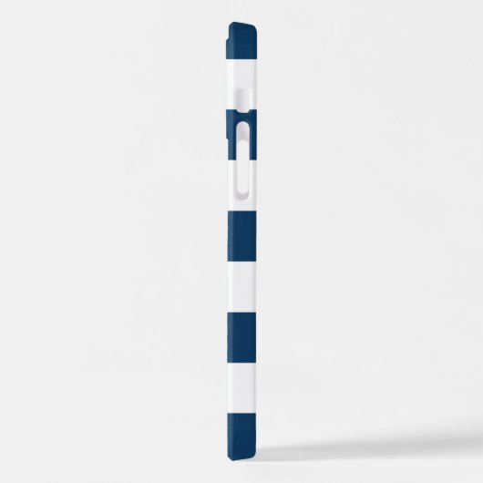 Marineblauwe strepen, witte strepen, gestreept pat iPhone hoesje (Linkerkant)