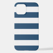 Marineblauwe strepen, witte strepen, gestreept pat iPhone hoesje (Achterkant)