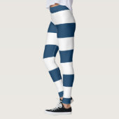 Marineblauwe strepen, witte strepen, gestreept pat leggings (Links)