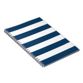 Marineblauwe strepen, witte strepen, gestreept pat notitieboek (Rechterzijde)