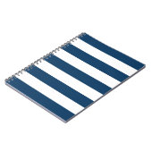Marineblauwe strepen, witte strepen, gestreept pat notitieboek (Linkerzijde)