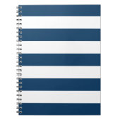 Marineblauwe strepen, witte strepen, gestreept pat notitieboek (Voorkant)