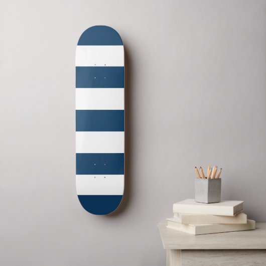 Marineblauwe strepen, witte strepen, gestreept pat persoonlijk skateboard (Muurkunst)