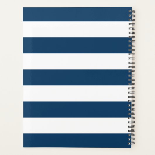 Marineblauwe strepen, witte strepen, gestreept pat planner (Achterkant)
