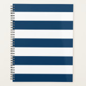 Marineblauwe strepen, witte strepen, gestreept pat planner (Voorkant)