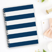 Marineblauwe strepen, witte strepen, gestreept pat planner