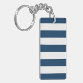 Marineblauwe strepen, witte strepen, gestreept pat sleutelhanger (Voorkant Links)