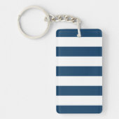 Marineblauwe strepen, witte strepen, gestreept pat sleutelhanger (Voorkant)