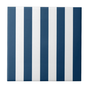 Marineblauwe strepen, witte strepen, gestreept pat tegeltje