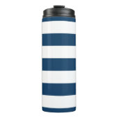 Marineblauwe strepen, witte strepen, gestreept pat thermosbeker (Voorkant)
