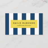 Marineblauwe strepen, witte strepen, gestreept pat visitekaartje (Voorkant)