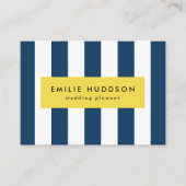 Marineblauwe strepen, witte strepen, gestreept pat visitekaartje (Voorkant)