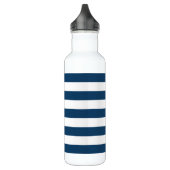 Marineblauwe strepen, witte strepen, gestreept pat waterfles  (Links)