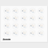 Marineblauwe strik elegante script bedankt ronde sticker (Vel)