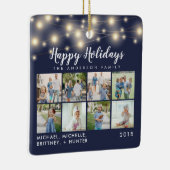 Marineblauwe String Lights 8 Foto Vakantie Keramisch Ornament (Rechts)