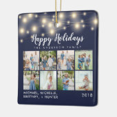 Marineblauwe String Lights 8 Foto Vakantie Keramisch Ornament (Links)