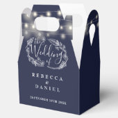 Marineblauwe String Lights Bloemenbruiloft Bedankdoosjes (Geopend)